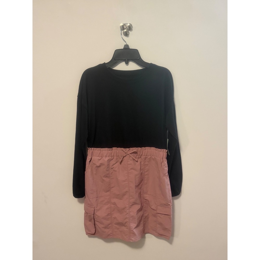 Magellan Outdoors Women Black Pink Cargo Long Sleeve Dress Large 12-14 NWT